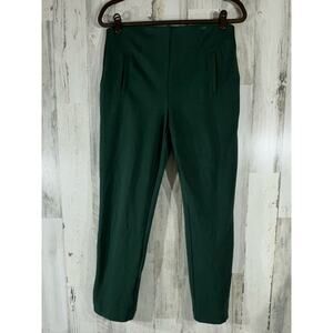 Chicos‎ Ponte Knit Ankle Pants Size 0.5 (30x26.5) Green Faux Pockets Hem Slit